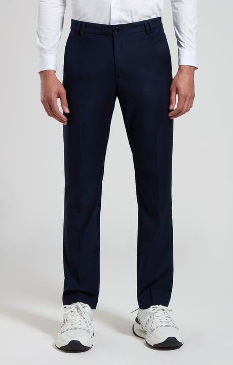 Men's pants in fresco wool, BLACK IRIS, hi-res-1