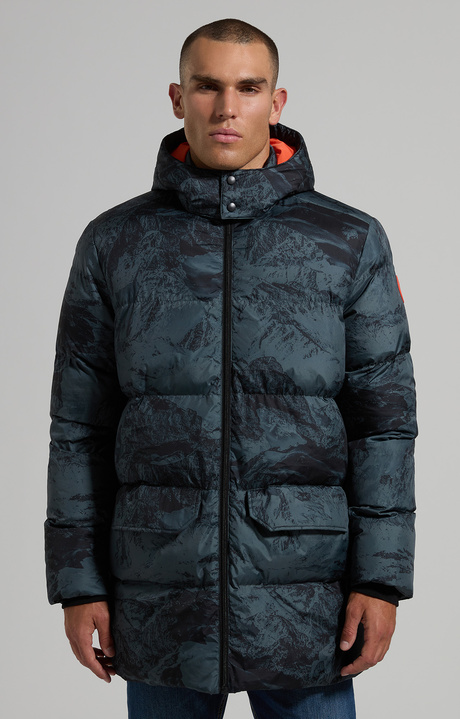 Men's long puffer jacket, ALLOVER GREY, hi-res-1
