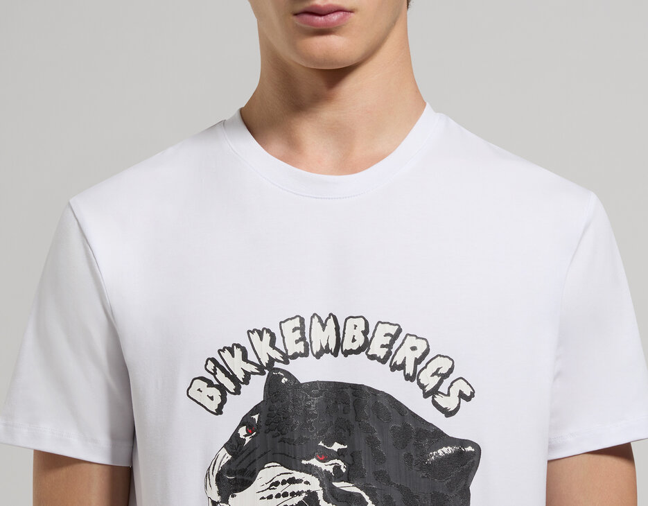 Slim fit men’s T-shirt with jaguar print, WHITE Slim fit men’s T-shirt with jaguar print, WHITE, hi-res-1