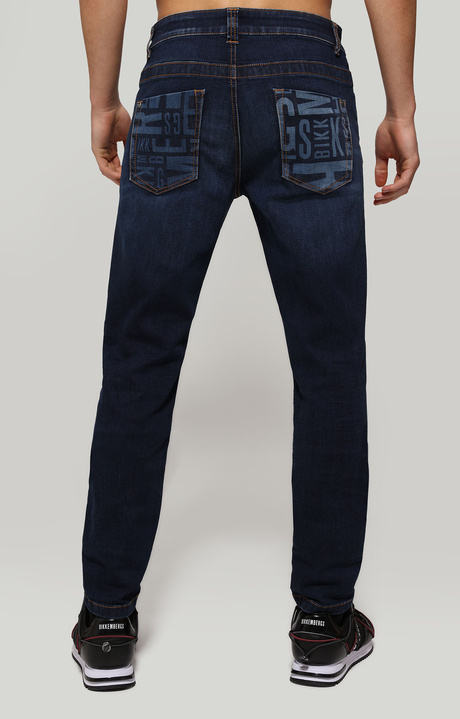 Jeans slim fit uomo tasche stampate, BLUE DENIM, hi-res-1