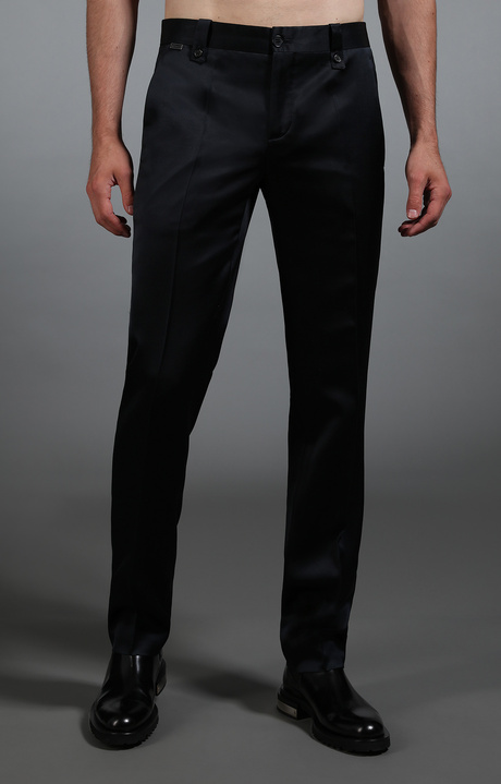 Men's navy satin trousers, NAVY, hi-res-1