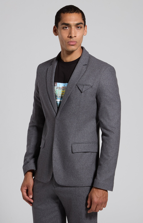 Men's grey flannel blazer, DARK GREY MELANGE, hi-res-1