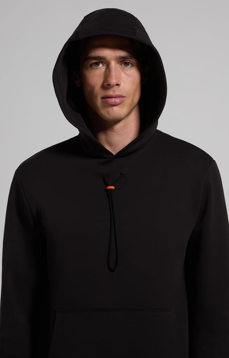Men's sweatshirt with contrast drawstring, BLACK, hi-res-1
