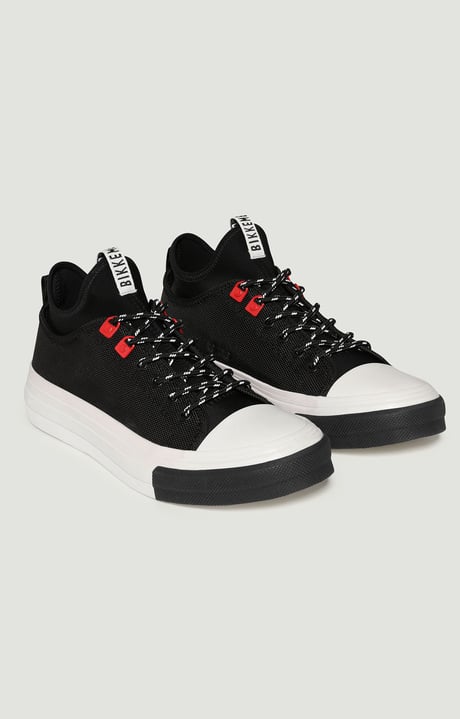Men's sneakers in canvas with stretch insert - Amold, BLACK/BLACK Men's sneakers in canvas with stretch insert - Amold, BLACK/BLACK, hi-res-1