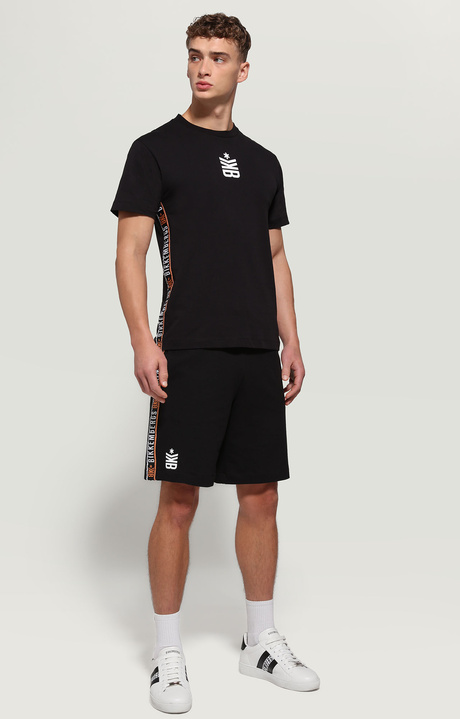 Men's print T-shirt with tape, BLACK, hi-res-1
