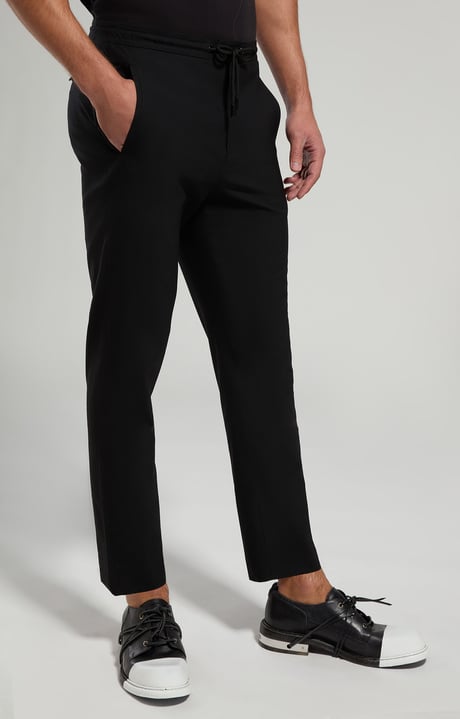 Pantaloni uomo fresco lana, BLACK, hi-res-1