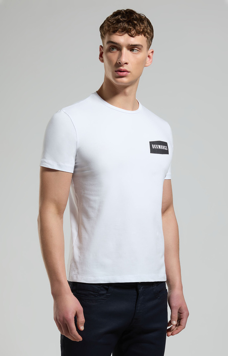 Men's t-shirt with textured detail, WHITE, hi-res-1