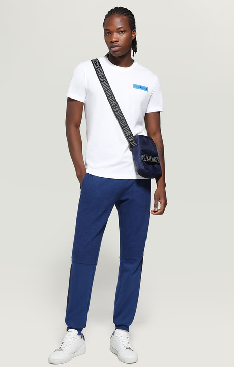 Men's fleece joggers with contrast inserts, BLUE, hi-res-1