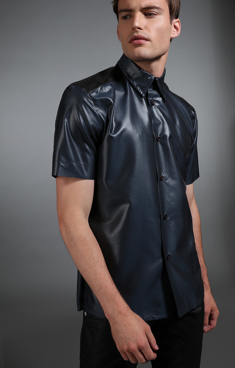 Men's navy short sleeved shirt, NAVY/BLACK, hi-res-1