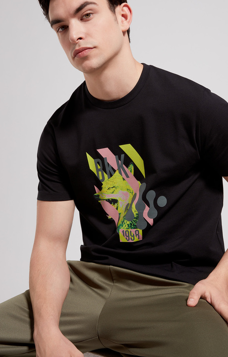 Men's slim fit maxi print T-shirt, BLACK, hi-res-1