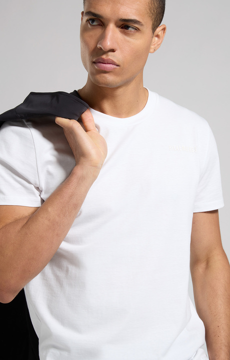 T-shirt uomo in piquet di cotone, WHITE, hi-res-1