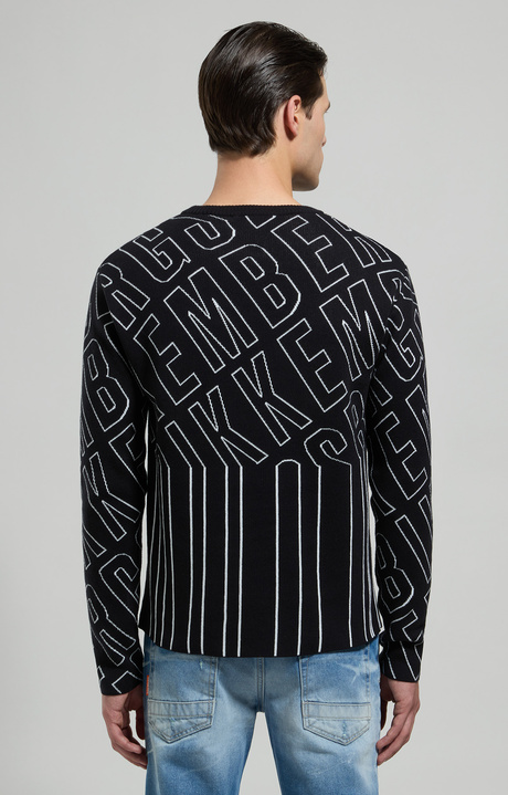 Men's jacquard knit pullover, BLACK Men's jacquard knit pullover, BLACK, hi-res-1