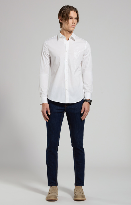 Camicia uomo stampata slim fit, WHITE, hi-res-1