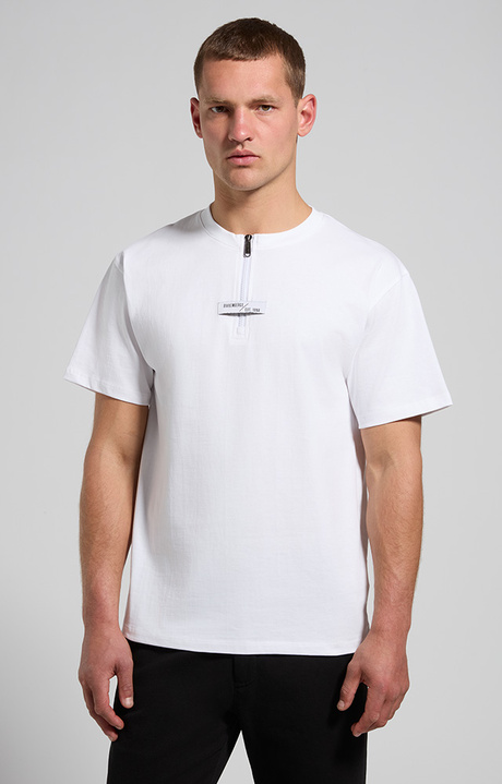 Men's zip-detail T-shirt, WHITE, hi-res-1