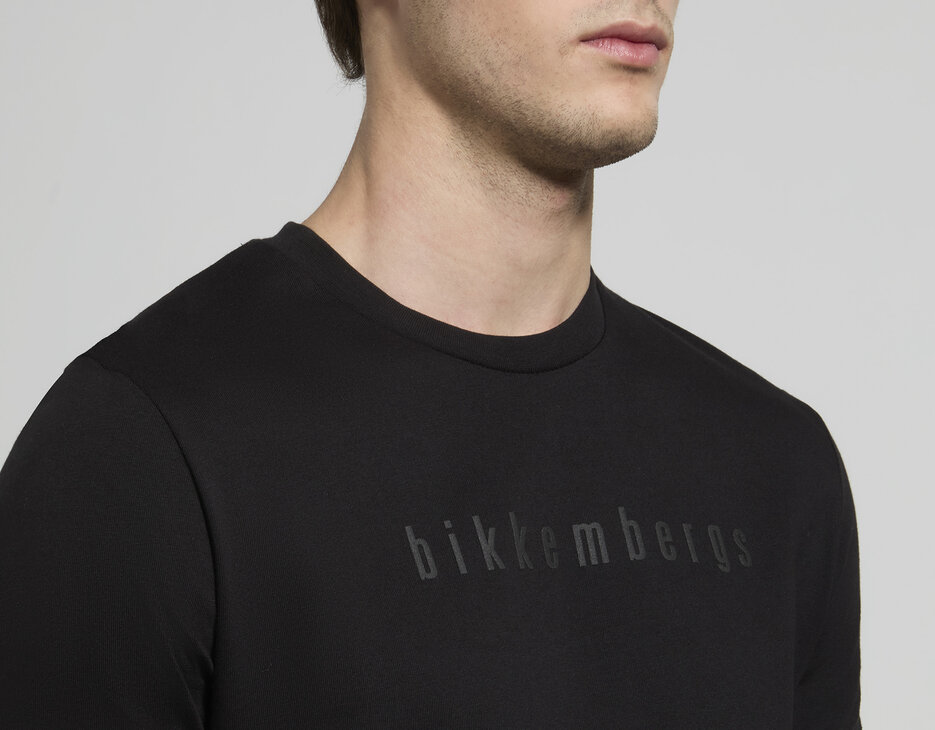 Men's tonal print T-shirt, BLACK, hi-res-1