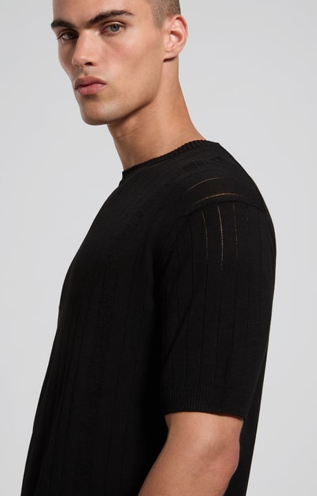 Men's ribbed knit pullover, BLACK Men's ribbed knit pullover, BLACK, hi-res-1