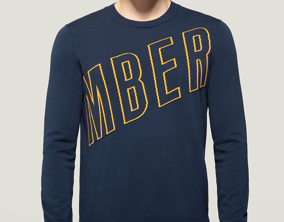 Men's knitwear with outline logo, BLUE Men's knitwear with outline logo, BLUE, hi-res-1