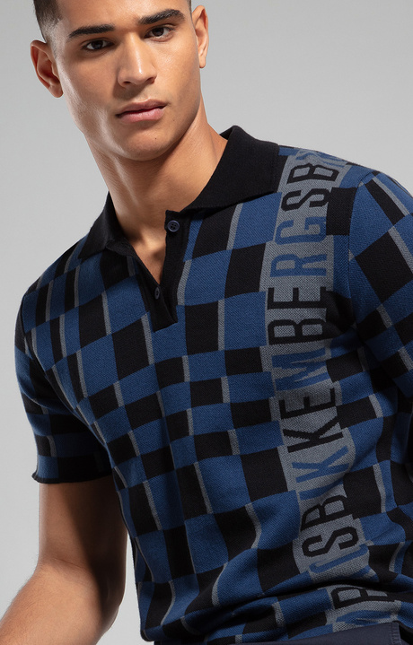 Men's knit polo , BLACK/NAVY/GUNMETAL, hi-res-1