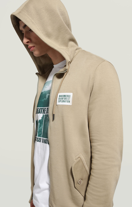 Men's sweatshirt with patch, DARK BEIGE, hi-res-1