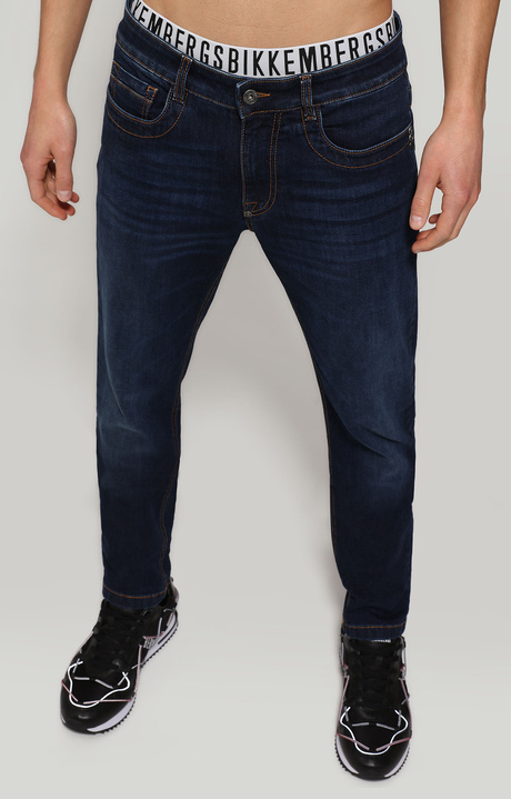 Jeans slim fit uomo tasche stampate, BLUE DENIM, hi-res-1
