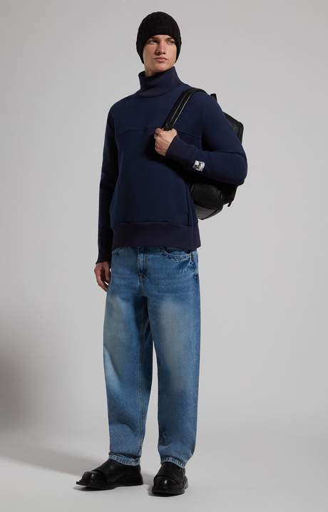 Men's mockneck sweatshirt, BLACK IRIS, hi-res-1