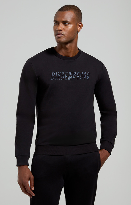 Embroidered men's sweatshirt, BLACK, hi-res-1