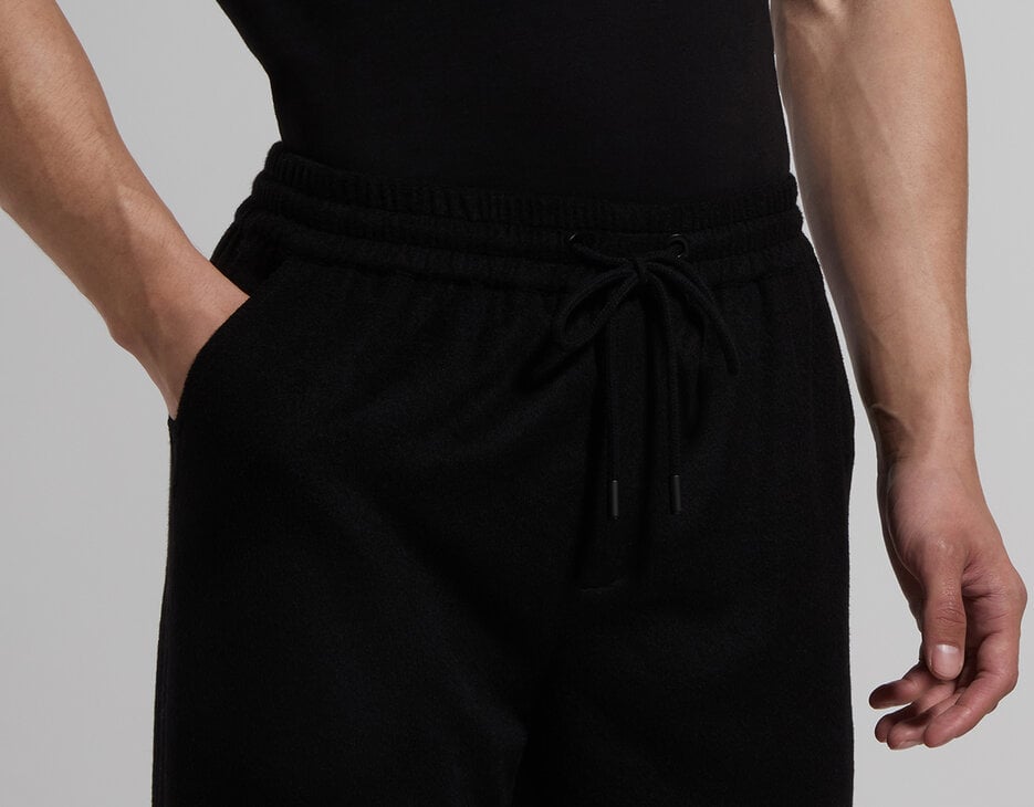 Men’s trousers in wool flannel, BLACK Men’s trousers in wool flannel, BLACK, hi-res-1