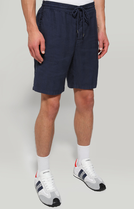 Men's shorts with tape, BLUE, hi-res-1