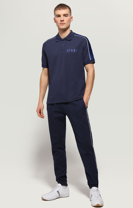 Men's sweatpants in diagonal fleece, BLUE, hi-res-1