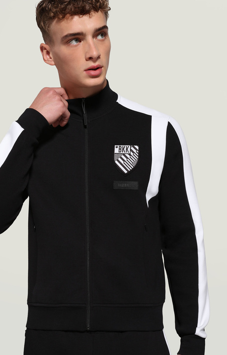 Men's sweatshirt in technical fabric, BLACK/WHITE, hi-res-1
