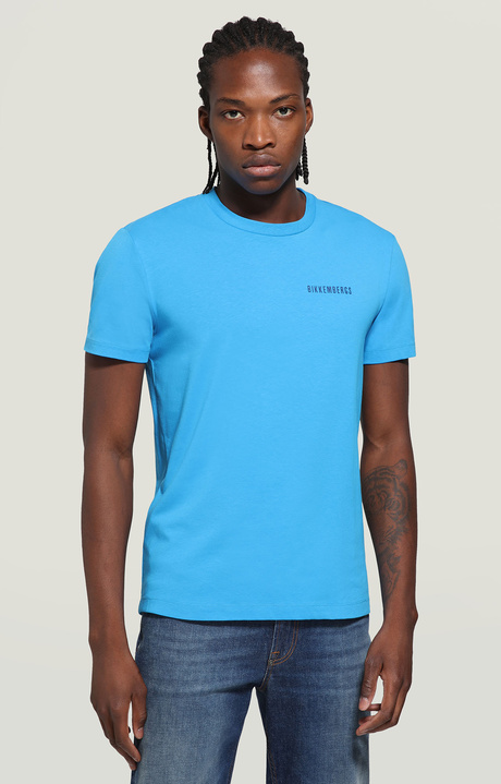 T-shirt uomo stampa gommata, AZURE, hi-res-1