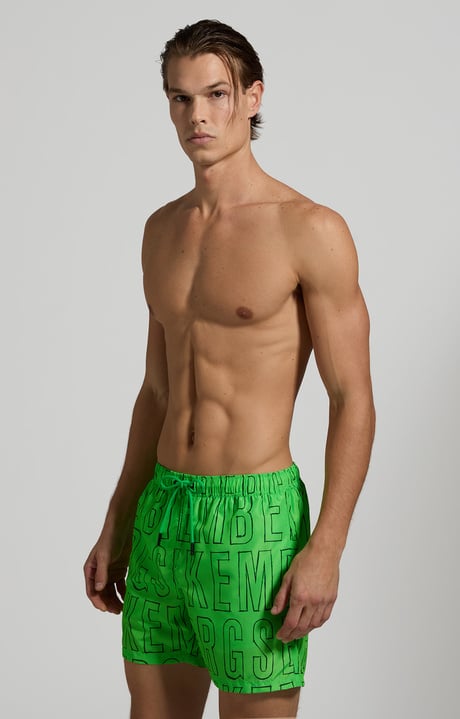 Men's pencil print boardshorts, GREEN FLUO Men's pencil print boardshorts, GREEN FLUO, hi-res-1