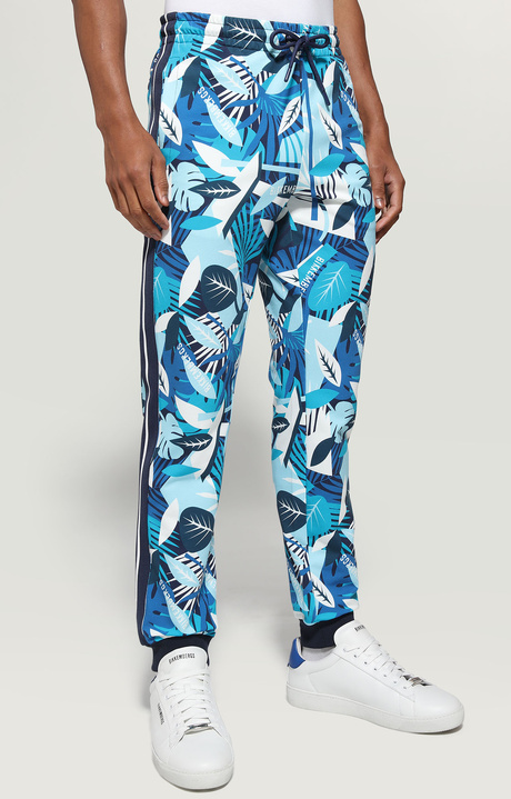 Men's joggers - tropical print, TROPICAL BLUE, hi-res-1