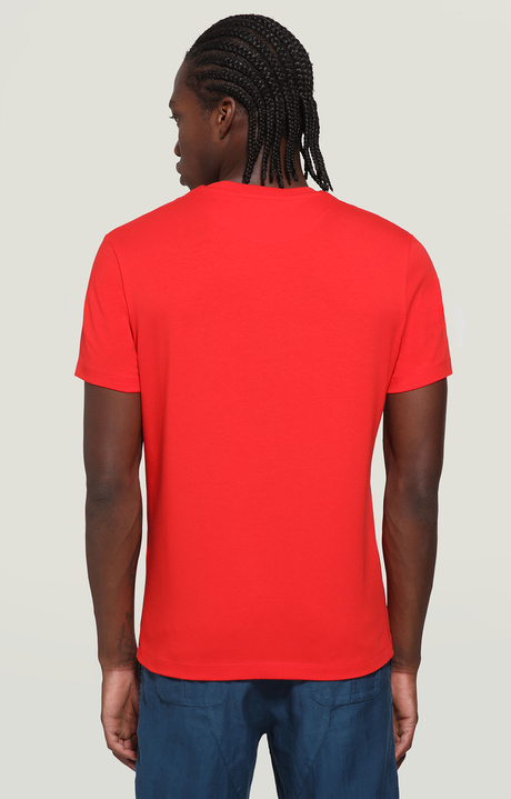 Men's T-shirt with label print, ORANGE, hi-res-1