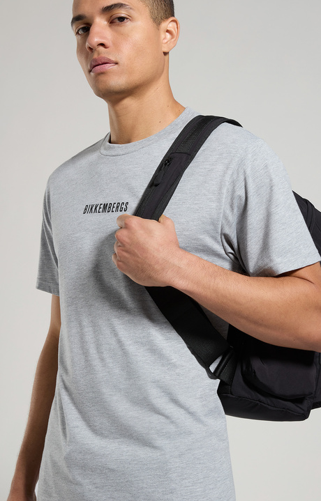 Optical print men's T-shirt, GREY MELANGE MID/LIGH, hi-res-1