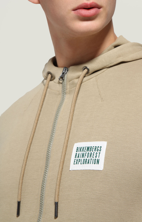 Men's sweatshirt with patch, DARK BEIGE, hi-res-1