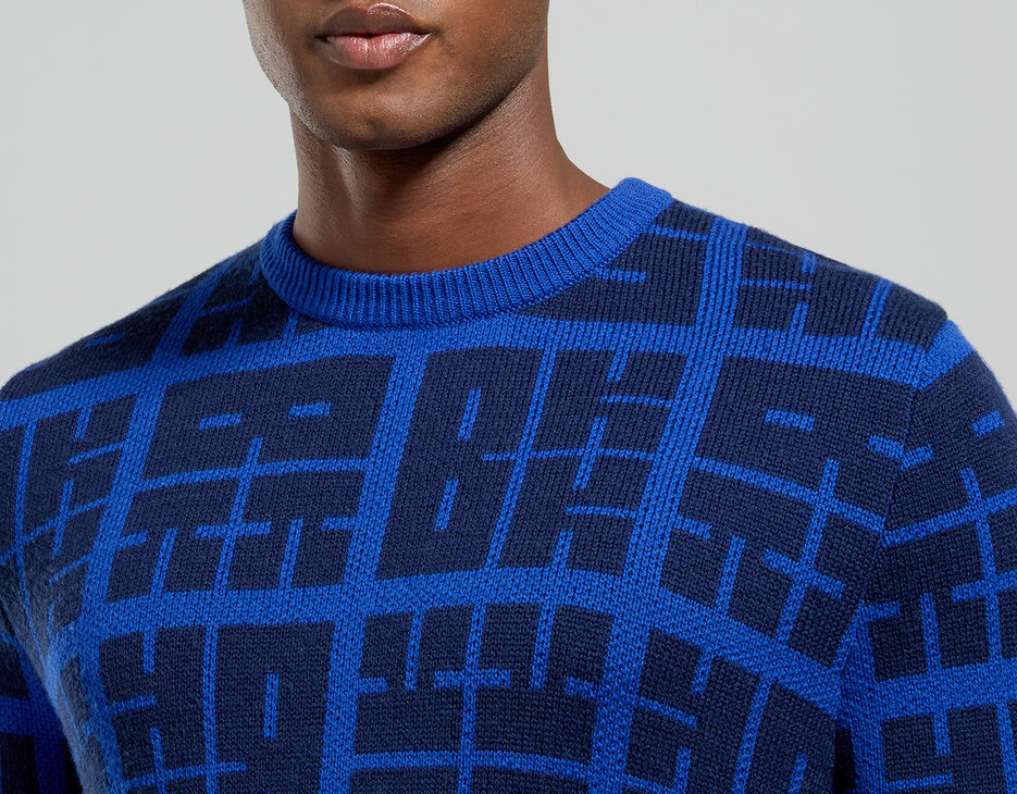 Men’s sweater with all-over logo, BLACK IRIS, hi-res-1