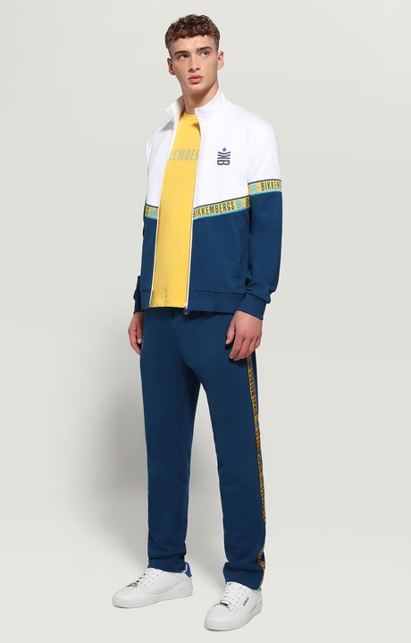 Men's joggers with jacquard tape, TURQUOISE, hi-res-1