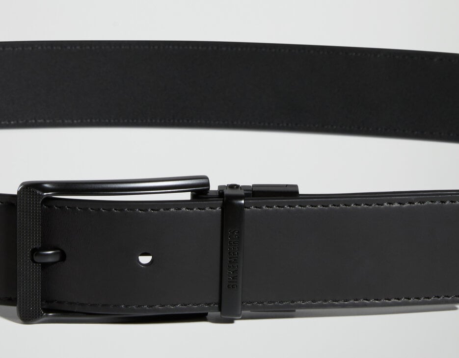 Men's smooth leather belt, BLACK Men's smooth leather belt, BLACK, hi-res-1
