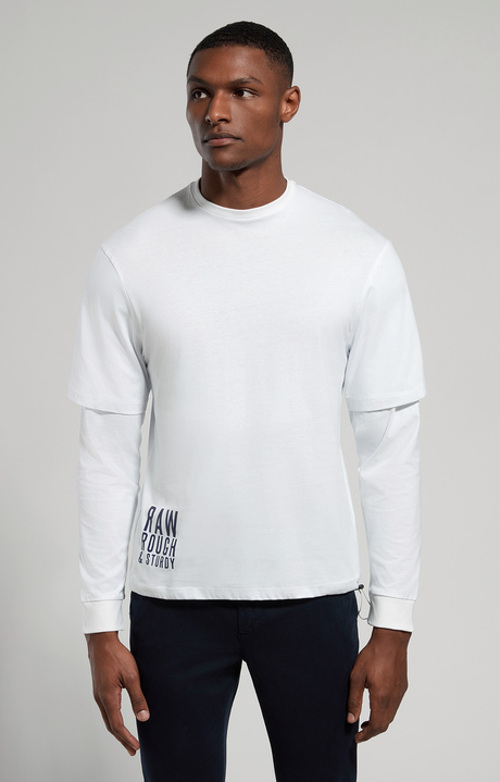 Layered effect men's T-shirt, WHITE, hi-res-1