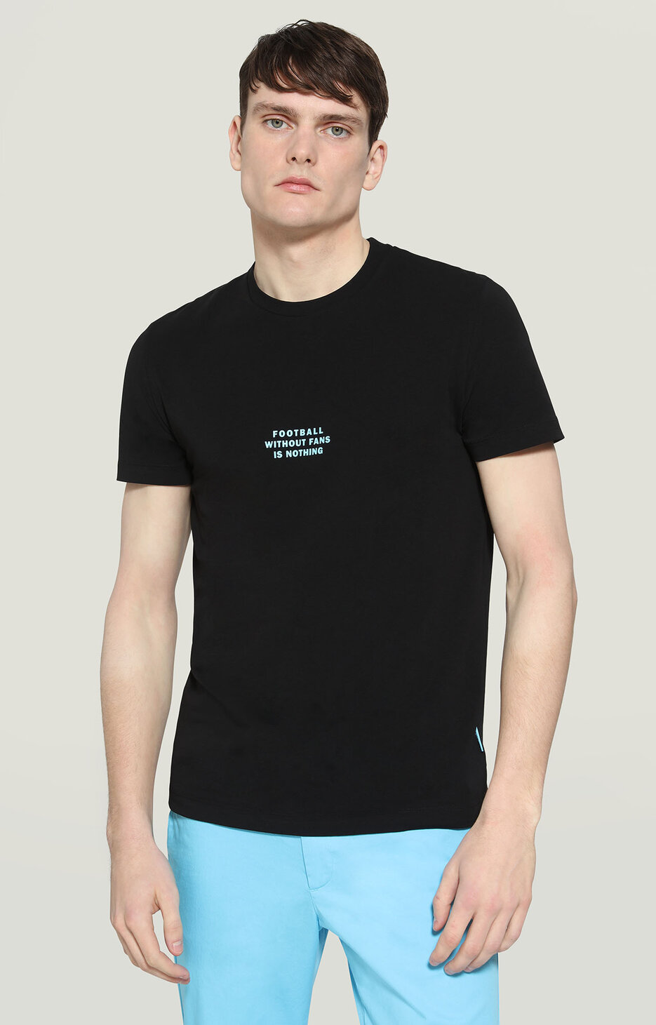 Men's T-shirt with print on front and back, BLACK Men's T-shirt with print on front and back, BLACK, hi-res-1