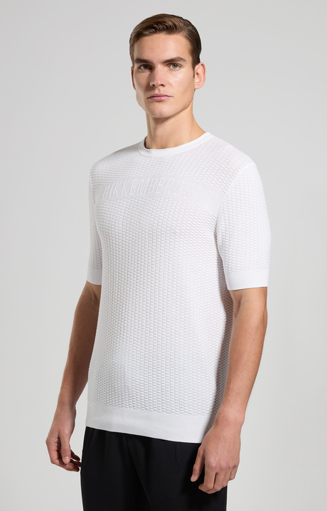 Slim fit men's textured knit pullover, WHITE, hi-res-1