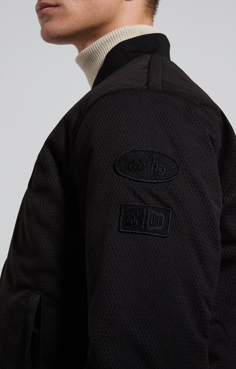 Mesh bomber jacket for men, BLACK, hi-res-1