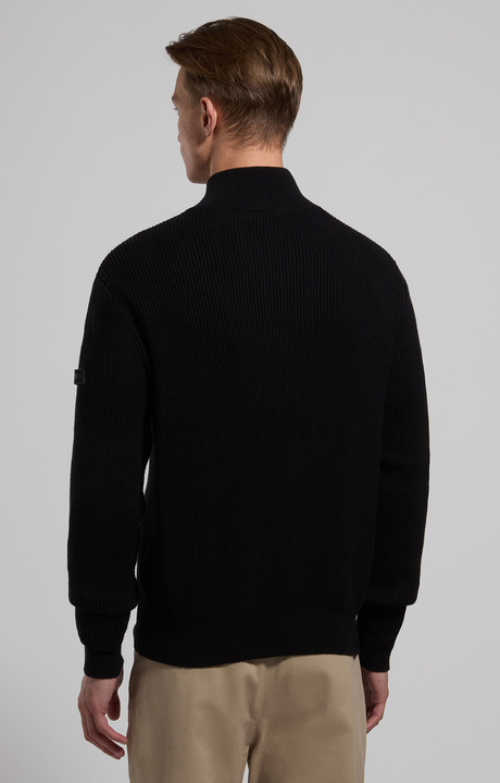 Men’s sweater with zip fastening, BLACK, hi-res-1