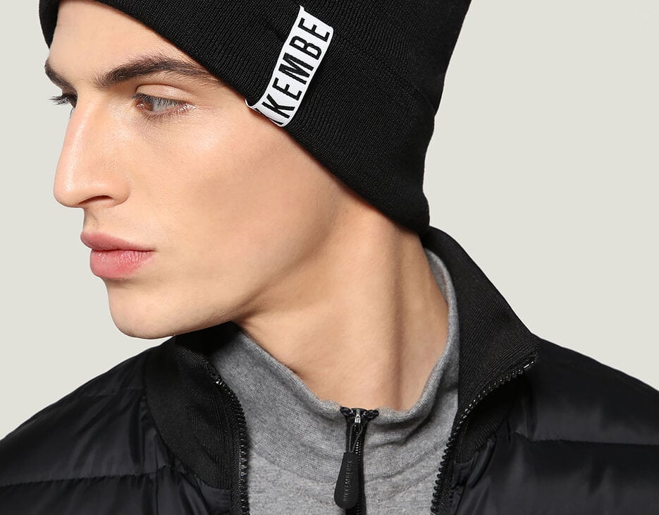 MEN'S HAT WITH TAPE, BLACK MEN'S HAT WITH TAPE, BLACK, hi-res-1