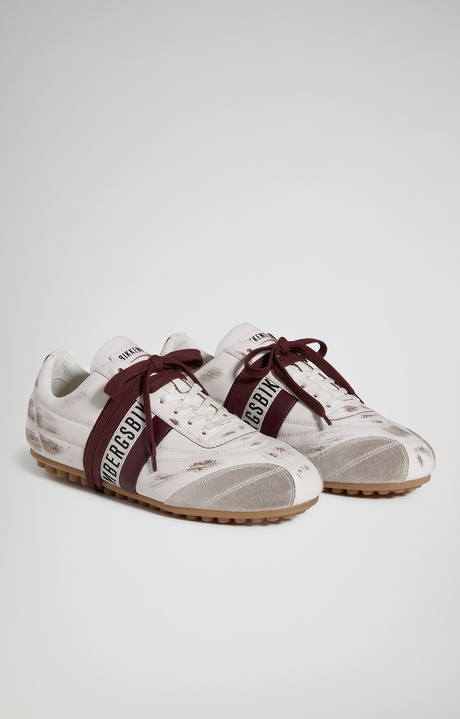 Men's Soccer M distressed leather sneakers, OFF WHITE, hi-res-1