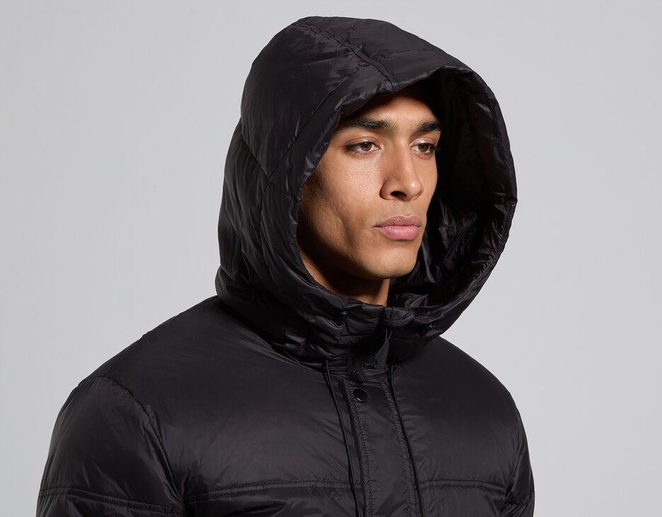 Piumino uomo in nylon nero con gilet, BLACK, hi-res-1