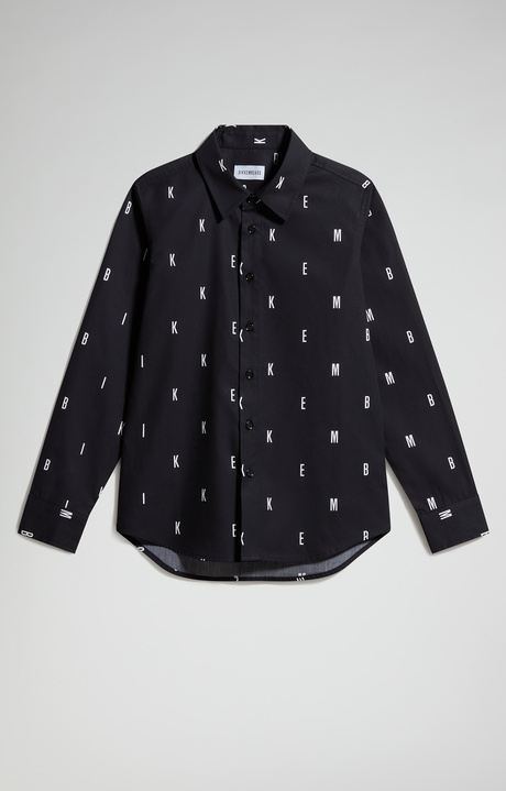 Junior's shirt with all-over logo, BLACK, hi-res-1