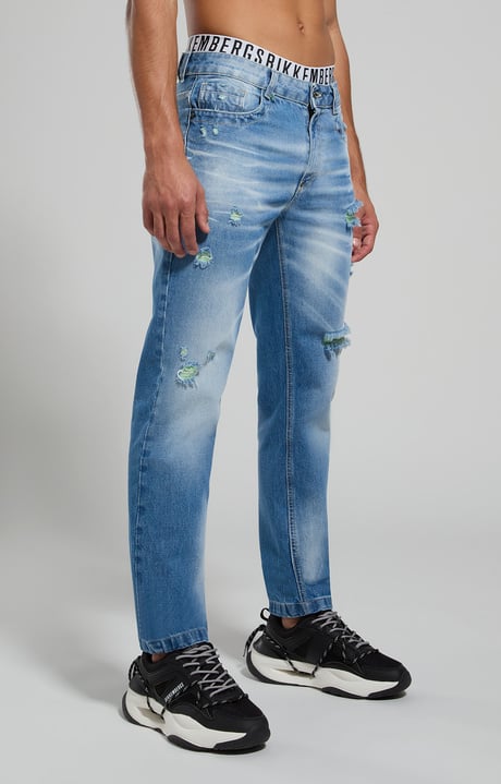 Men's jeans with contrast details, L8 BLUE DENIM, hi-res-1