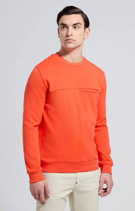 Men's sweatshirt with print in back, MANDARIN RED, hi-res-1
